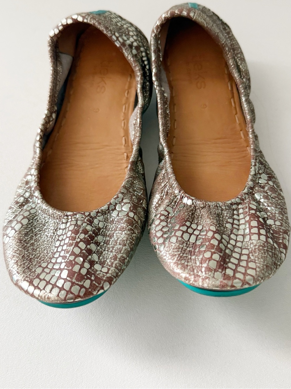 Tieks Metallic Snakeskin Ballet Flat 9 Wild Copper Leather Animal Print Travel - Picture 4 of 9